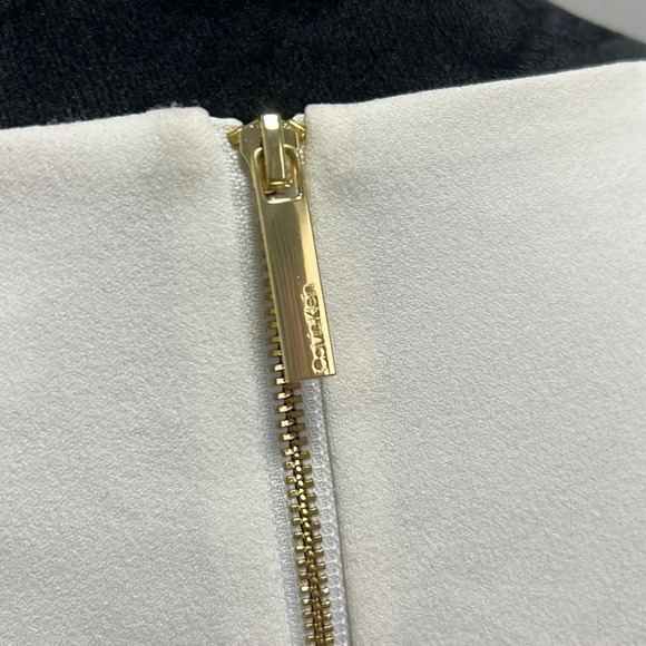 Calvin Klein dress white with gold zipper tank top ruffle bottom with lace size8 - Picture 7 of 10